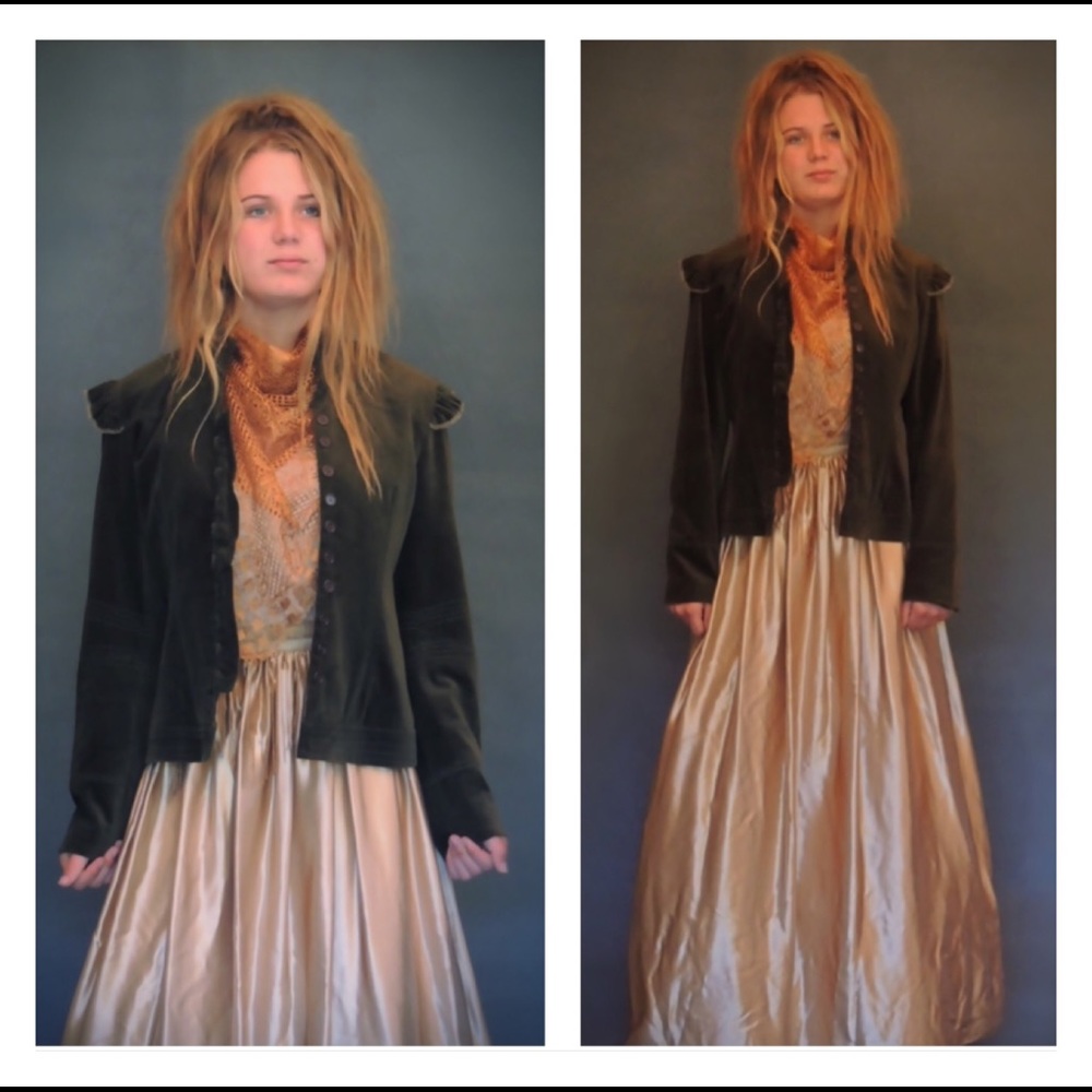 *** SOLD ON ETSY**Olive Green Cotton Velvet Jacket